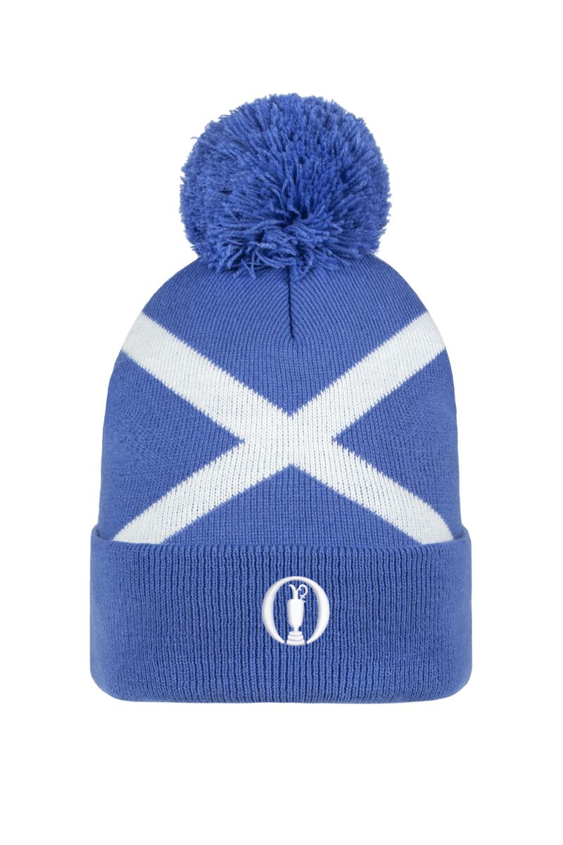The Open Unisex Thermal Lined Saltire Golf Bobble Beanie Hat Tahiti/White One Size