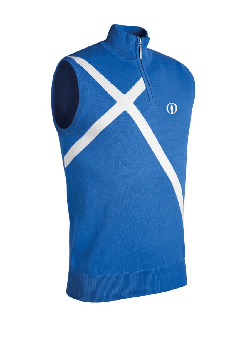 The Open Mens Quarter Zip Saltire Cross Cotton Lightweight Golf Slipover The Open Mens Quarter Zip Saltire Cross Cotton Lightweight Golf Slipover