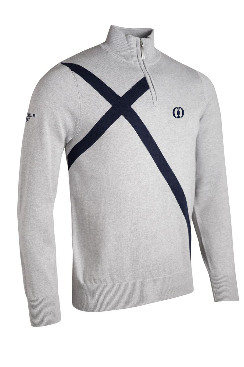 The Open Mens Quarter Zip Saltire Cross Cotton Lightweight Golf Sweater