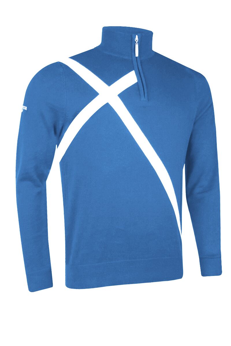 Mens Quarter Zip Saltire Cross Cotton Lightweight Golf Sweater Mens Quarter Zip Saltire Cross Cotton Lightweight Golf Sweater