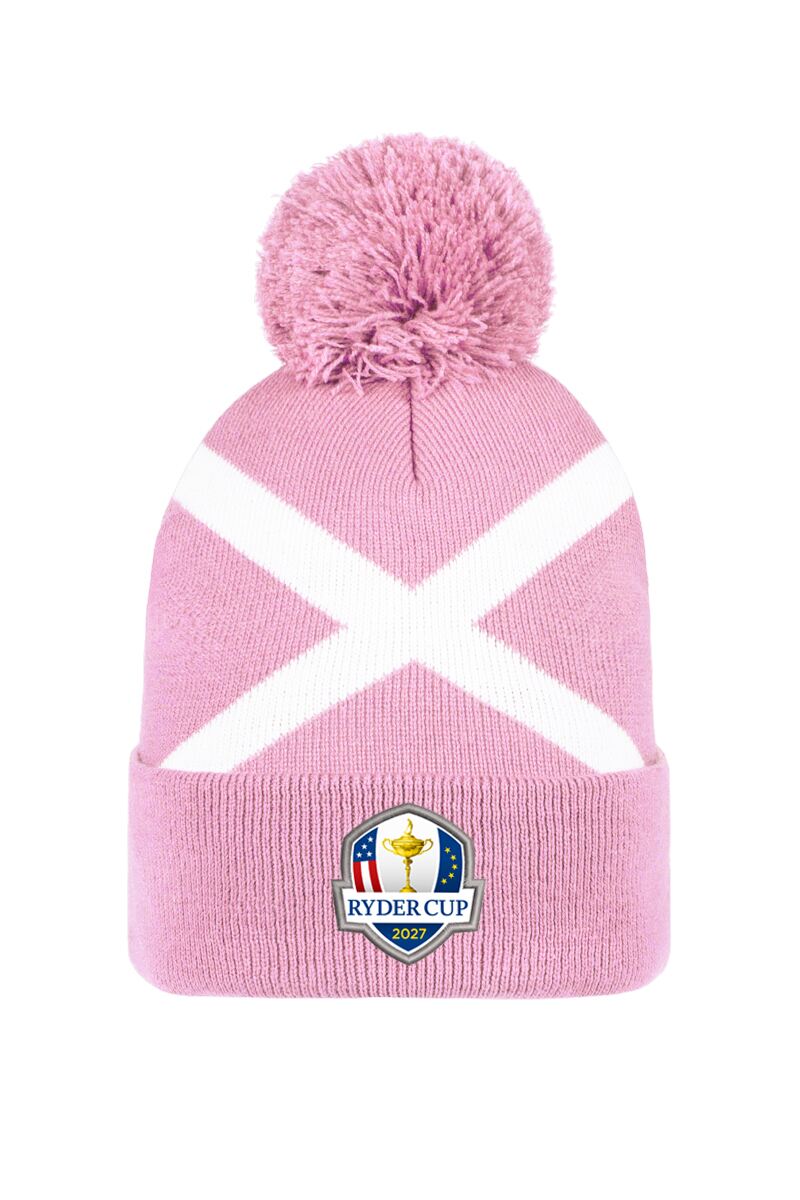 Official Ryder Cup 2027 Unisex Thermal Lined Saltire Golf Bobble Beanie Hat