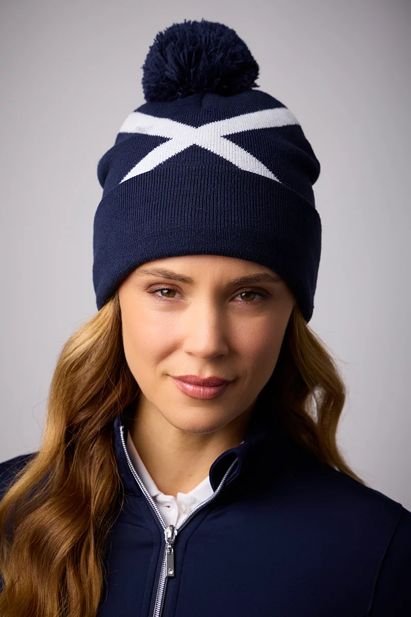 Unisex Thermal Lined Saltire Golf Bobble Beanie Hat Unisex Thermal Lined Saltire Golf Bobble Beanie Hat