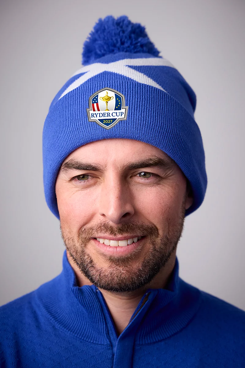 Official Ryder Cup 2027 Unisex Thermal Lined Saltire Golf Bobble Beanie Hat Official Ryder Cup 2027 Unisex Thermal Lined Saltire Golf Bobble Beanie Hat