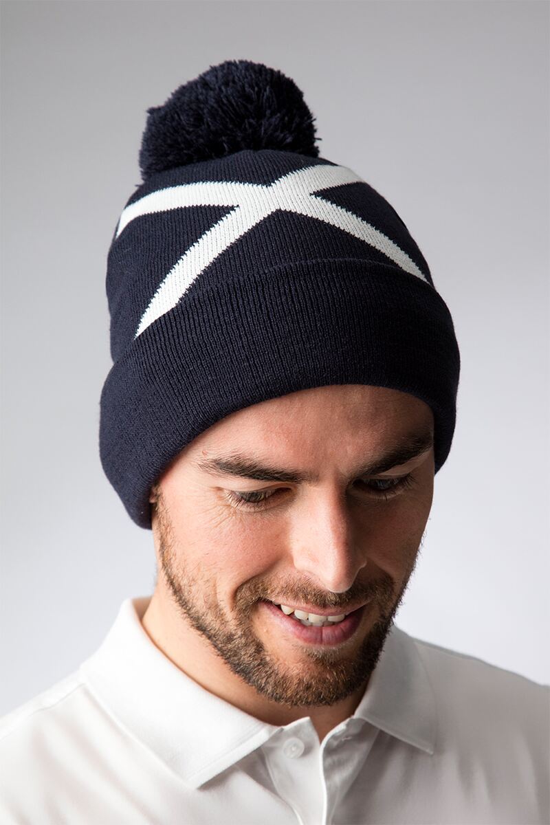 g.SALTIRE BEANIE Unisex Thermal Lined Saltire Golf Bobble Beanie Hat