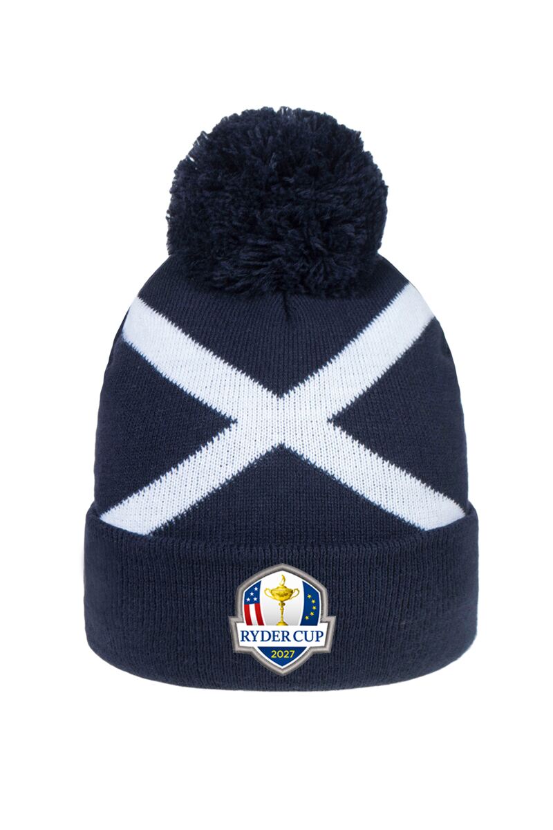 Official Ryder Cup 2027 Unisex Thermal Lined Saltire Golf Bobble Beanie Hat Official Ryder Cup 2027 Unisex Thermal Lined Saltire Golf Bobble Beanie Hat