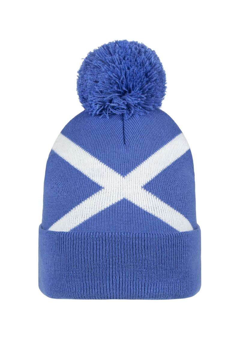 Unisex Thermal Lined Saltire Golf Bobble Beanie Hat Tahiti/White One Size