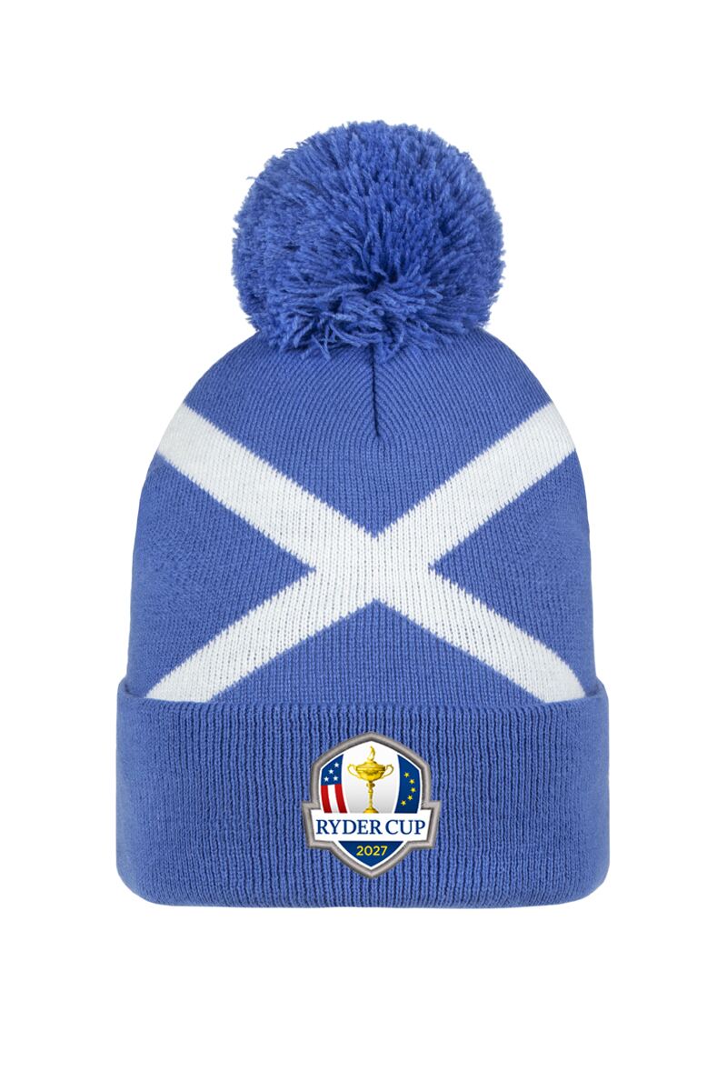 Official Ryder Cup 2027 Unisex Thermal Lined Saltire Golf Bobble Beanie Hat