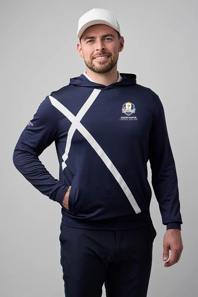 Official Ryder Cup 2027 Mens Saltire Performance Midweight Golf Hoodie Official Ryder Cup 2027 Mens Saltire Performance Midweight Golf Hoodie