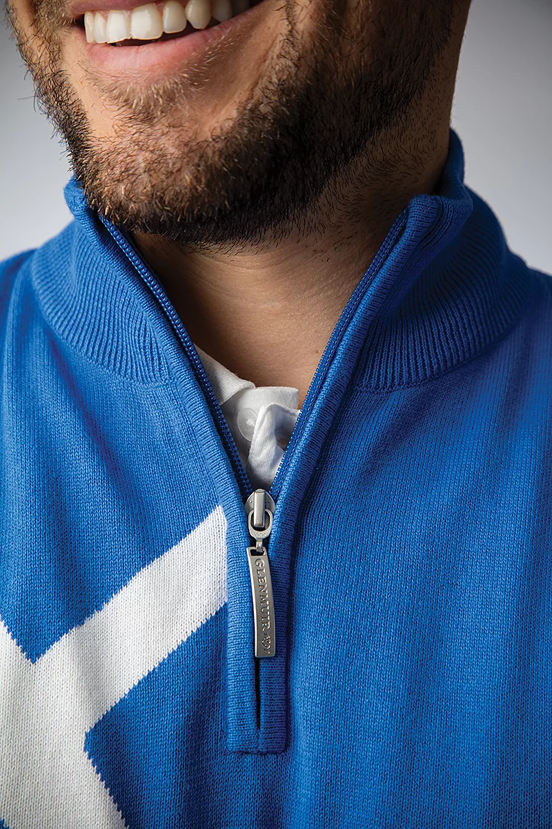 The Open Mens Quarter Zip Saltire Cross Cotton Lightweight Golf Slipover The Open Mens Quarter Zip Saltire Cross Cotton Lightweight Golf Slipover