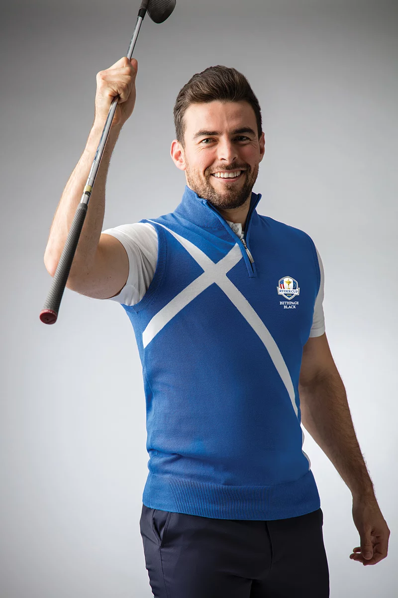Official Ryder Cup 2025 Mens Quarter Zip Saltire Cross Cotton Lightweight Golf Slipover Official Ryder Cup 2025 Mens Quarter Zip Saltire Cross Cotton Lightweight Golf Slipover