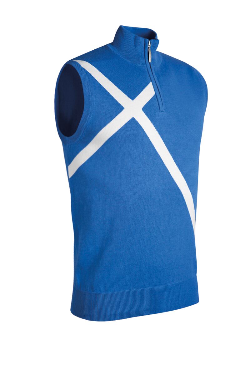 Mens Quarter Zip Saltire Cross Cotton Lightweight Golf Slipover Mens Quarter Zip Saltire Cross Cotton Lightweight Golf Slipover