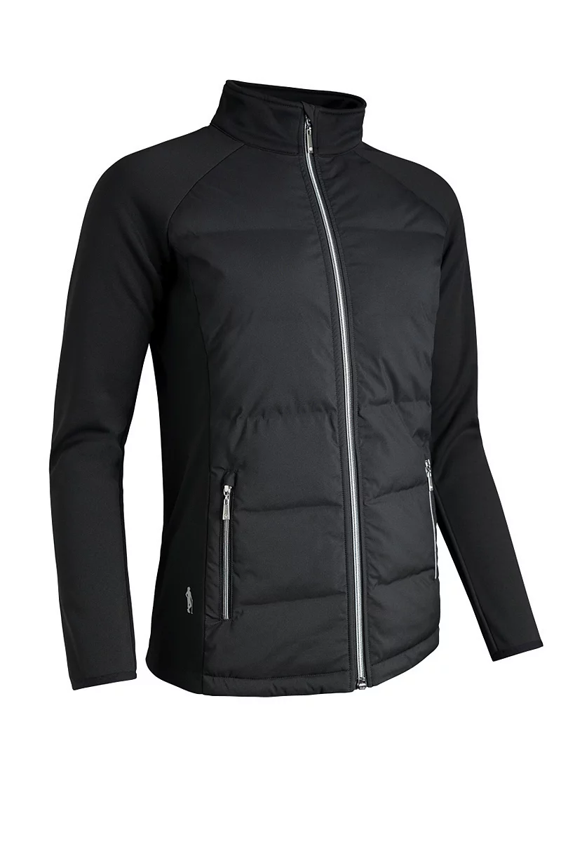 Ladies Full Zip Bonded Padded Hybrid Down Golf Jacket Sale Black M