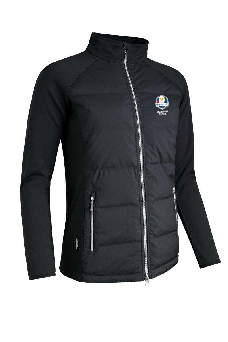 Official Ryder Cup 2025 Ladies Zip Front Bonded Padded Hybrid Down Golf Jacket Black S
