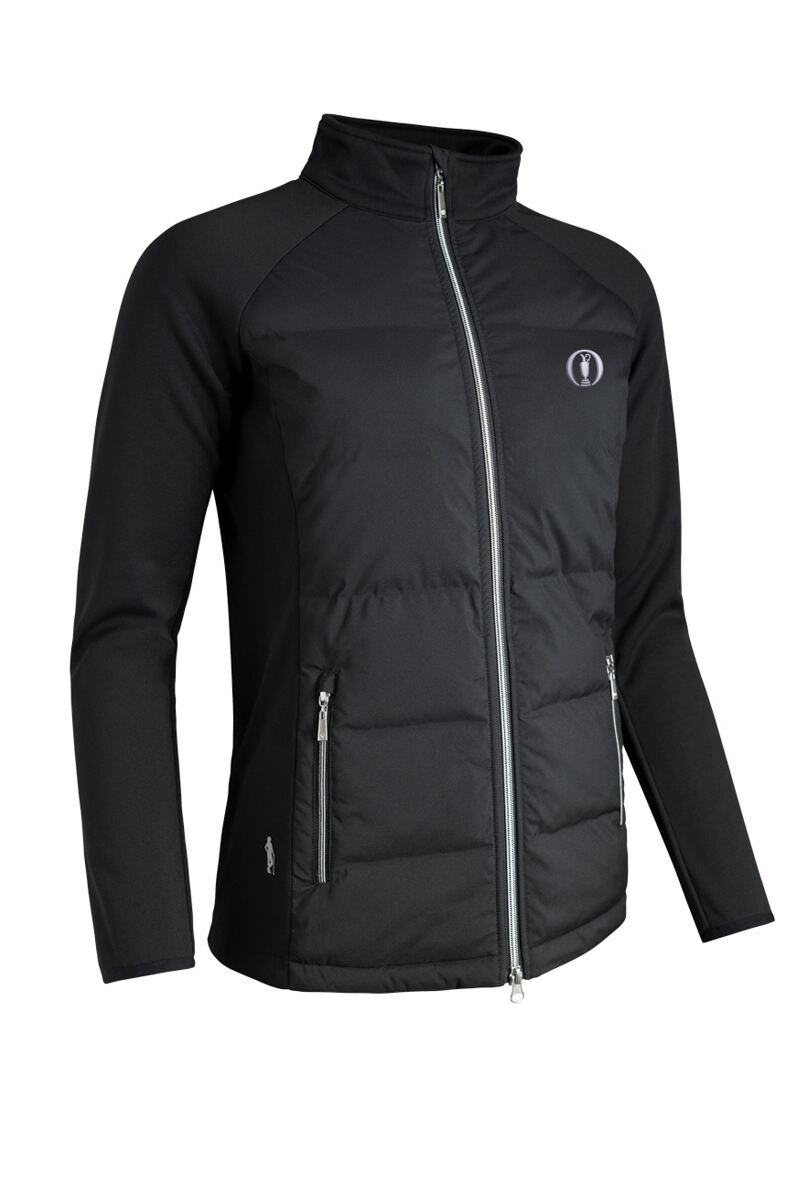 The Open Ladies Zip Front Bonded Padded Hybrid Down Golf Jacket Black M
