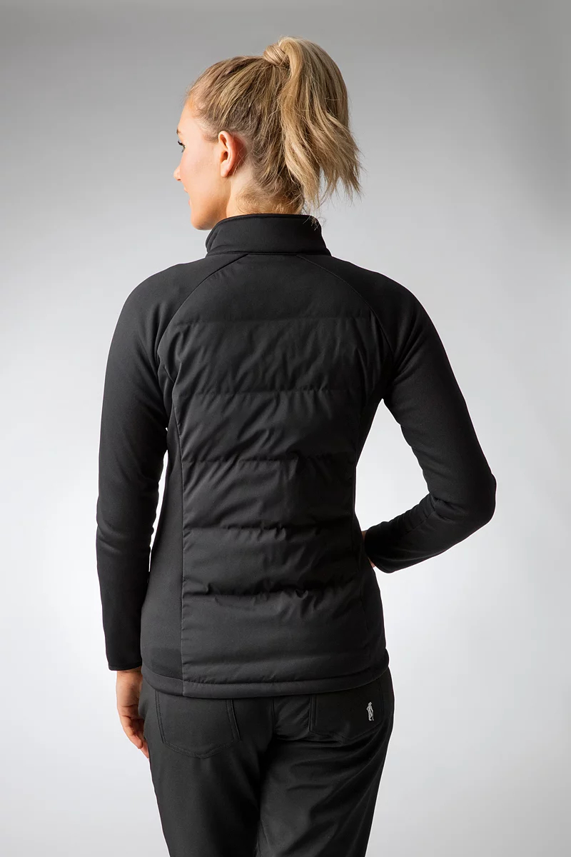 The Open Ladies Zip Front Bonded Padded Hybrid Down Heavyweight Golf Jacket The Open Ladies Zip Front Bonded Padded Hybrid Down Heavyweight Golf Jacket