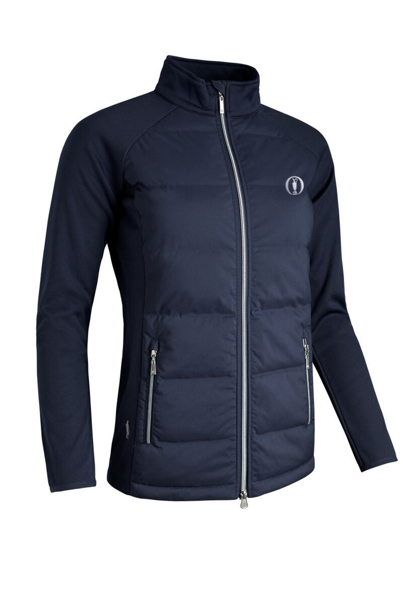 The Open Ladies Zip Front Bonded Padded Hybrid Down Golf Jacket Navy S
