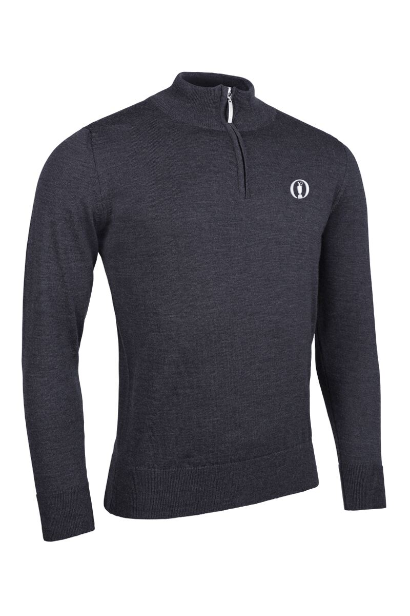 The Open Mens Quarter Zip Water Repellent Lined Merino Heavyweight Golf Sweater