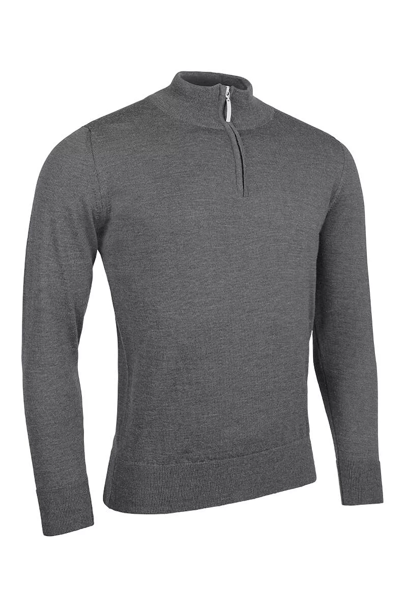 Official Ryder Cup 2027 Mens Quarter Zip Water Repellent Lined Merino Golf Sweater Charcoal XXL