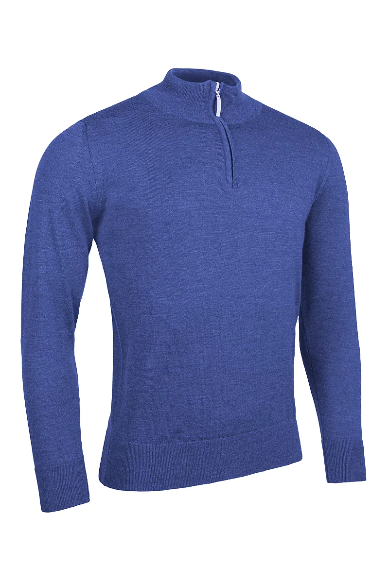 Official Ryder Cup 2027 Mens Quarter Zip Water Repellent Lined Merino Golf Sweater Tahiti Marl S