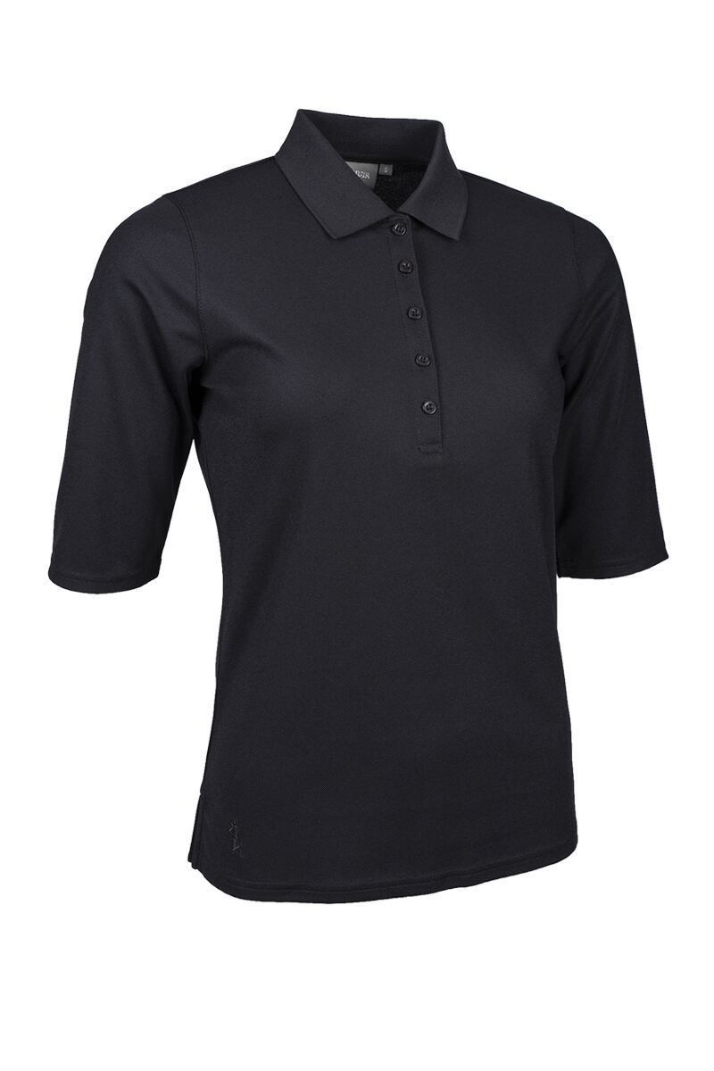 Ladies Mid Sleeve Performance Pique Golf Polo Shirt Black XL