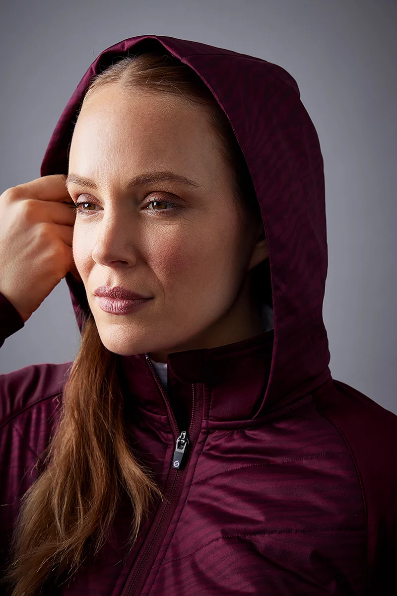 The Open Ladies Hybrid Hooded Quilted Thermal Golf Jacket The Open Ladies Hybrid Hooded Quilted Thermal Golf Jacket