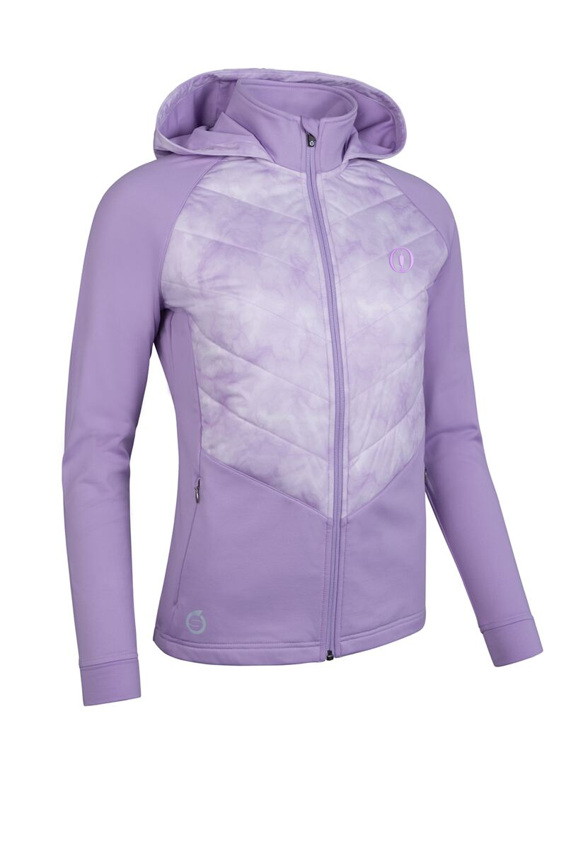 The Open Ladies Hybrid Hooded Quilted Thermal Golf Jacket Lilac Mist M