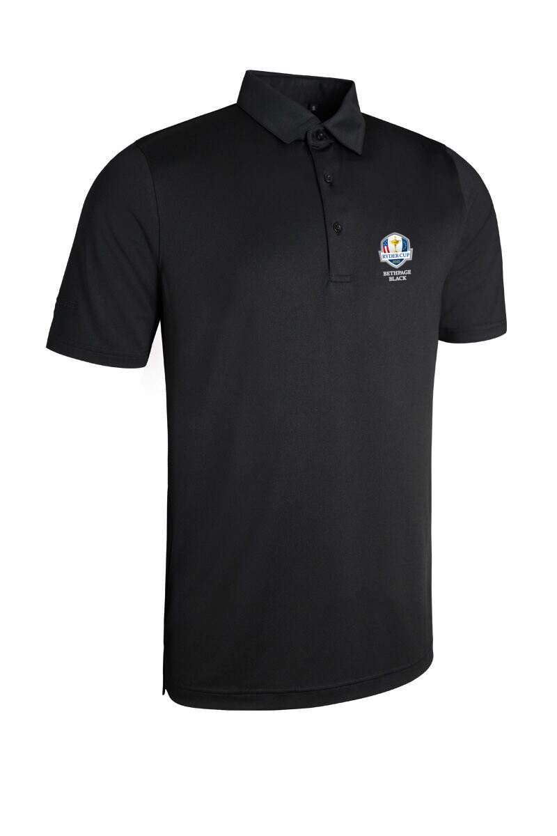 Official Ryder Cup 2025 Mens Tailored Collar Performance Golf Shirt Black XL