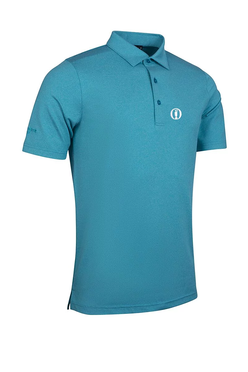 Official Ryder Cup 2027 Mens Tailored Collar Performance Golf Shirt Lagoon Marl M