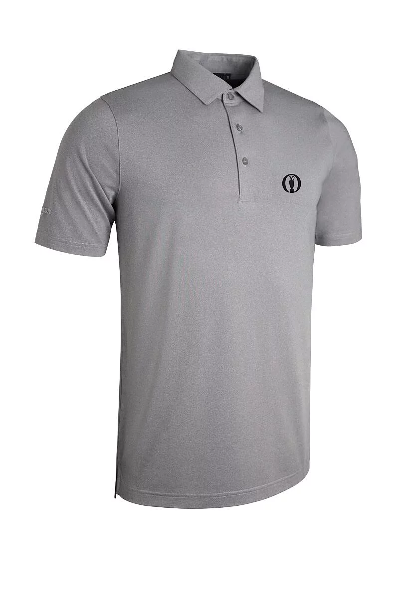 Official Ryder Cup 2027 Mens Tailored Collar Performance Golf Shirt Light Grey Marl M
