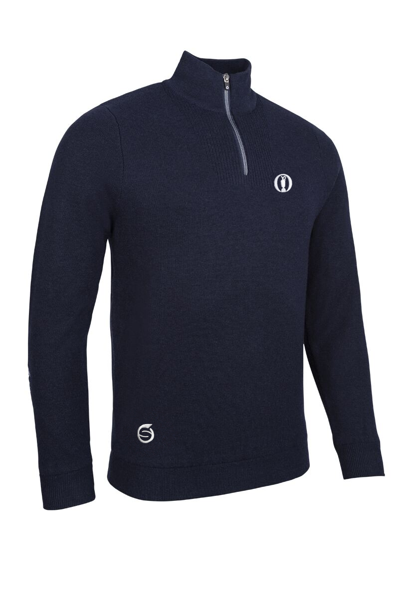 The Open Mens Quarter Zip Textured Chest Rib Panel Showerproof Merino Lined Golf Sweater The Open Mens Quarter Zip Textured Chest Rib Panel Showerproof Merino Lined Golf Sweater