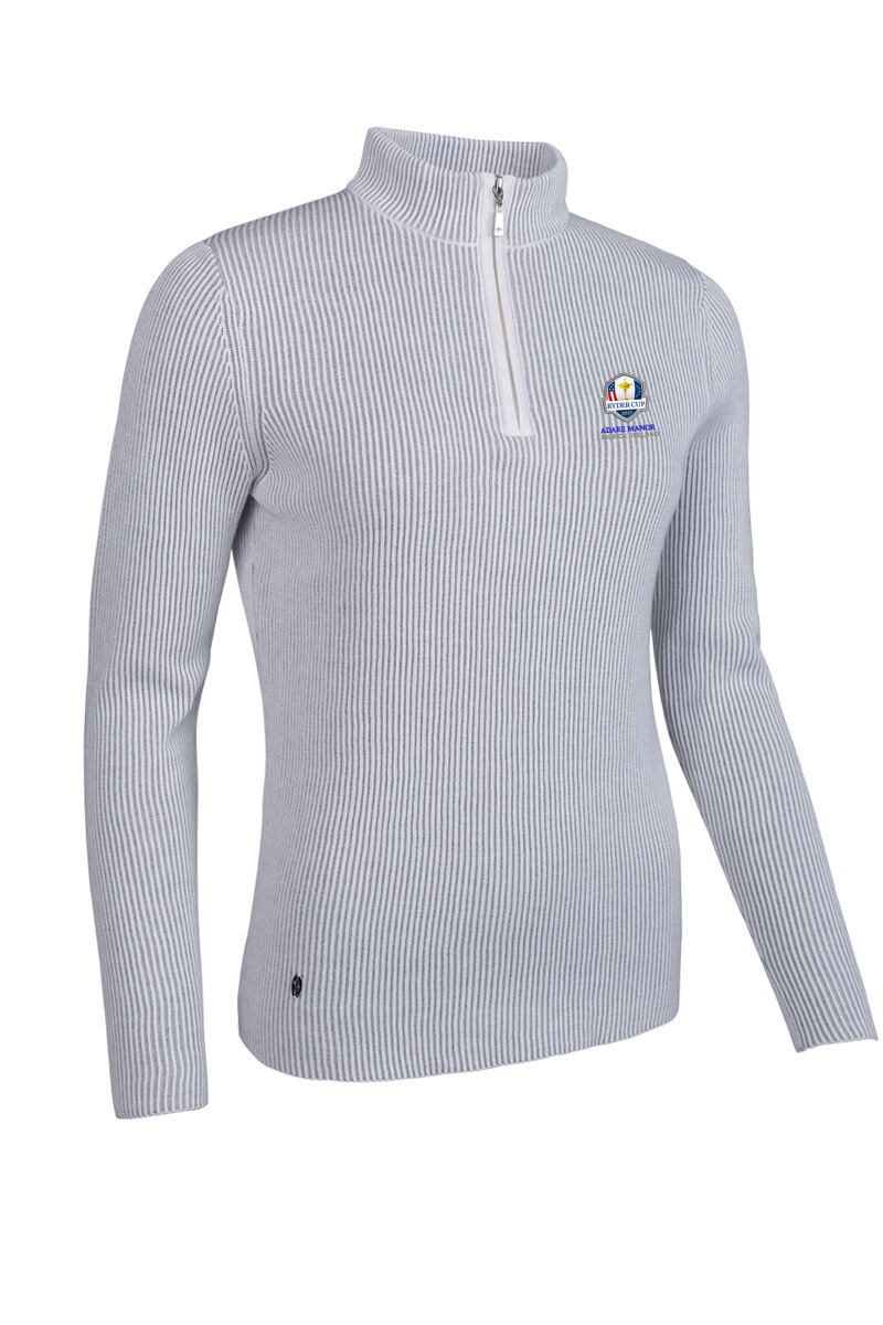 Official Ryder Cup 2027 Ladies Quarter Zip Two Tone Rib Cotton Lightweight Golf Sweater