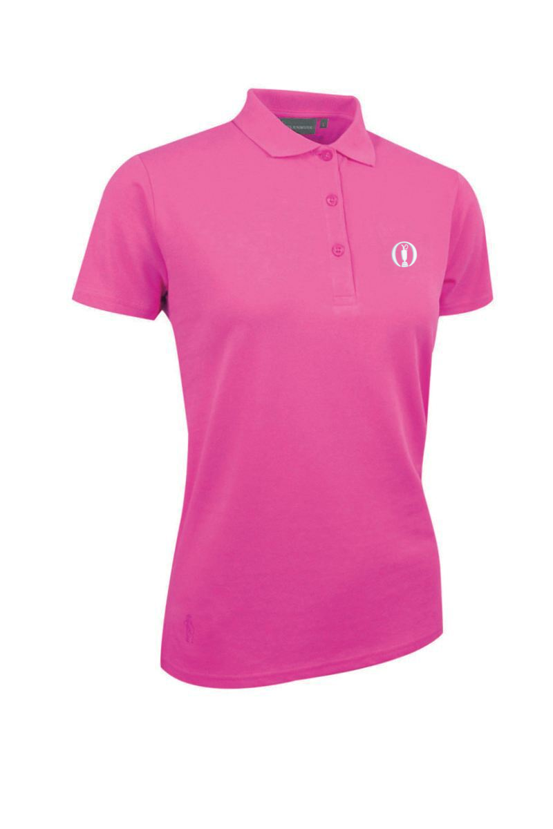 The Open Ladies Cotton Pique Golf Polo Shirt Hot Pink S