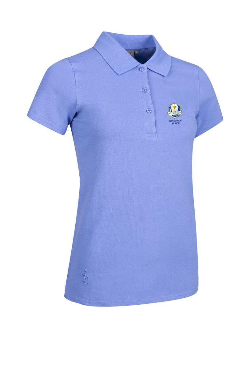 Official Ryder Cup 2025 Ladies Cotton Pique Golf Polo Shirt Light Blue M