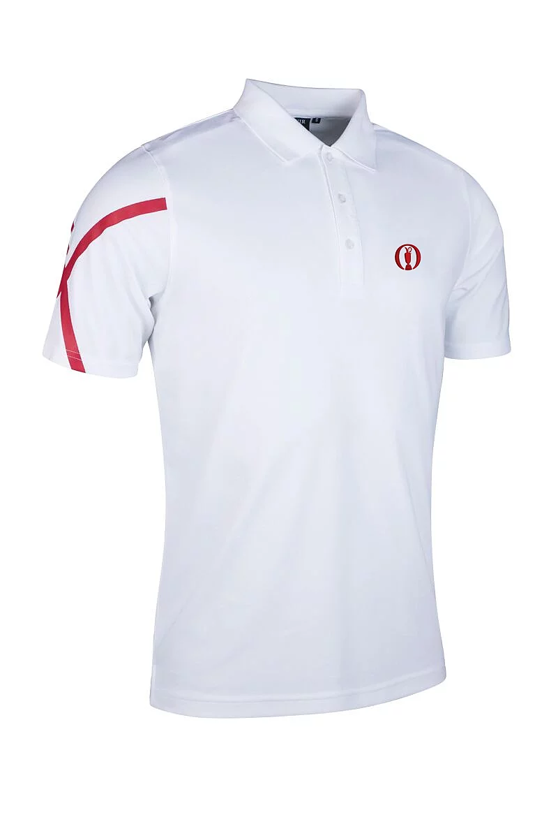 Official Ryder Cup 2027 Mens St George Cross Performance Golf Polo Shirt White/Garnet S