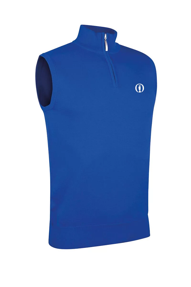 The Open Mens Quarter Zip Lightweight Cotton Lightweight Golf Slipover Ascot Blue L