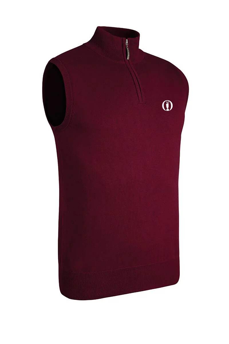 Official Ryder Cup 2027 Mens Quarter Zip Cotton Lightweight Golf Slipover Bordeaux XL