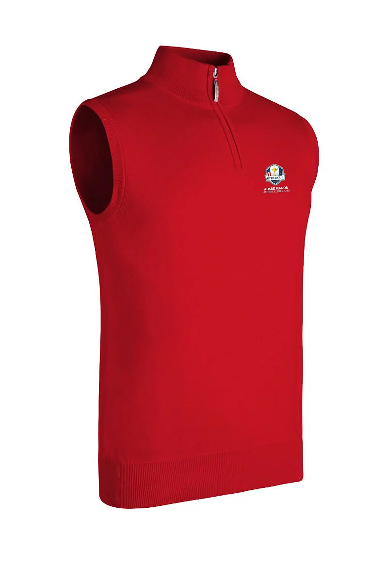 Official Ryder Cup 2027 Mens Quarter Zip Cotton Lightweight Golf Slipover Garnet L