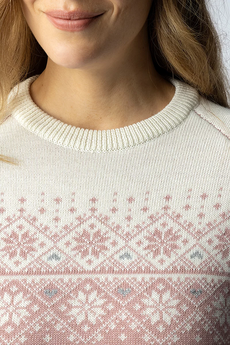 Ladies Round Neck Fairisle Snowflake Merino Midweight Christmas Sweater Ladies Round Neck Fairisle Snowflake Merino Midweight Christmas Sweater