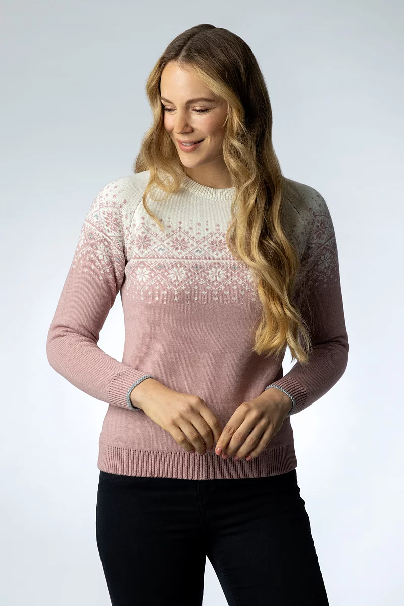 Ladies Round Neck Fairisle Snowflake Merino Midweight Christmas Sweater Ladies Round Neck Fairisle Snowflake Merino Midweight Christmas Sweater