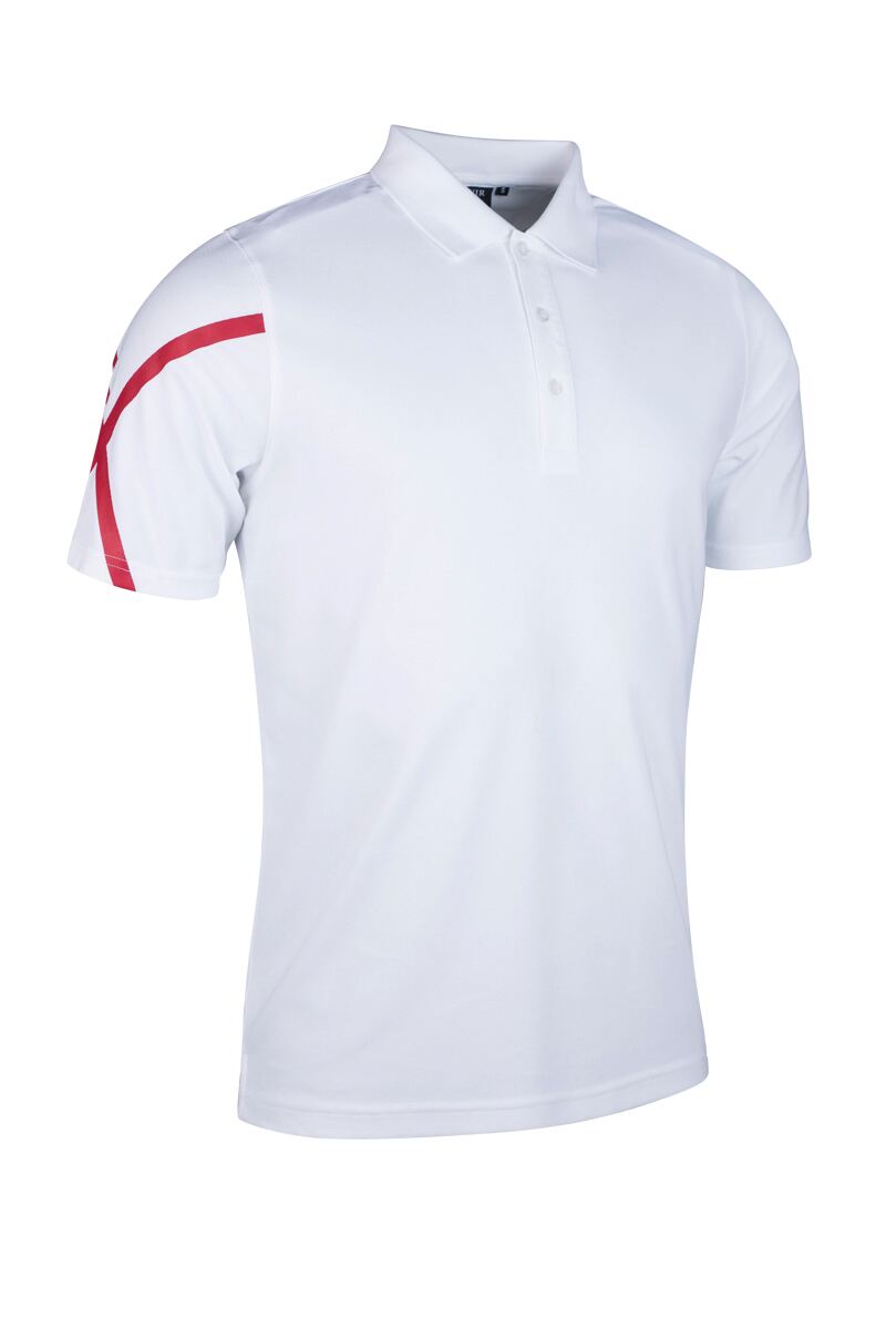 Mens St George Cross Performance Golf Polo Shirt White/Garnet XXL