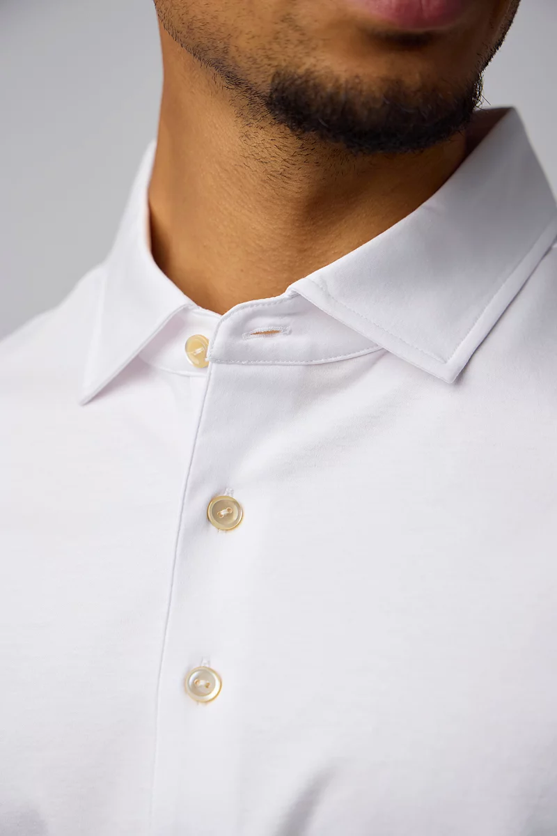 The Open Mens Plain Tailored Collar Mercerised Cotton Golf Shirt