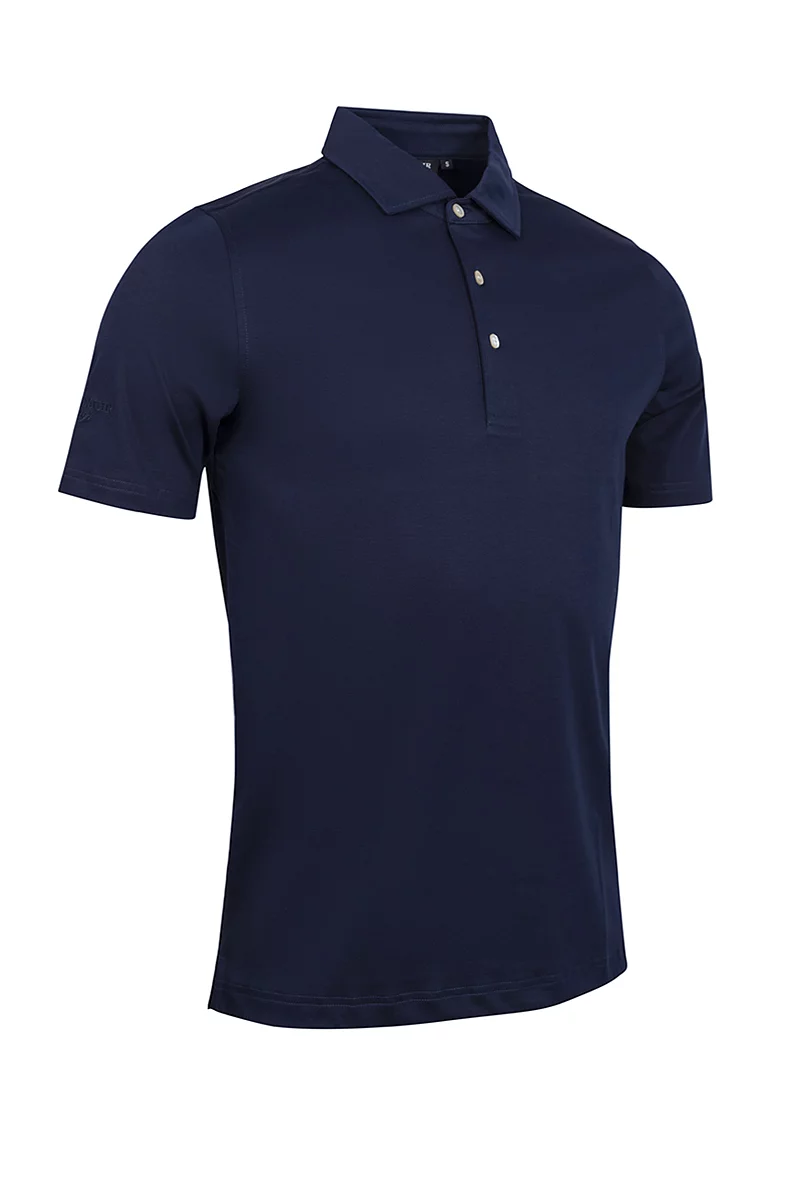Official Ryder Cup 2027 Mens Plain Tailored Collar Mercerised Cotton Golf Shirt Navy XL