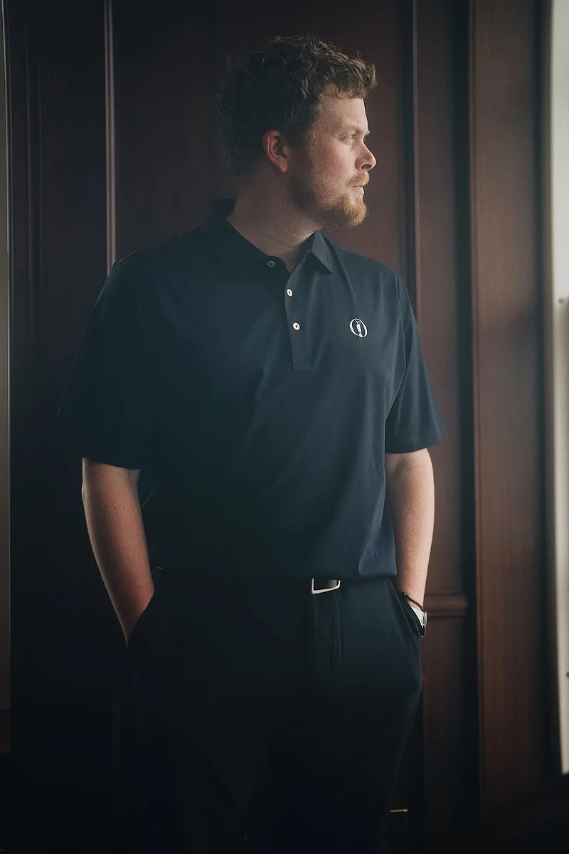 The Open Mens Plain Tailored Collar Mercerised Cotton Golf Shirt