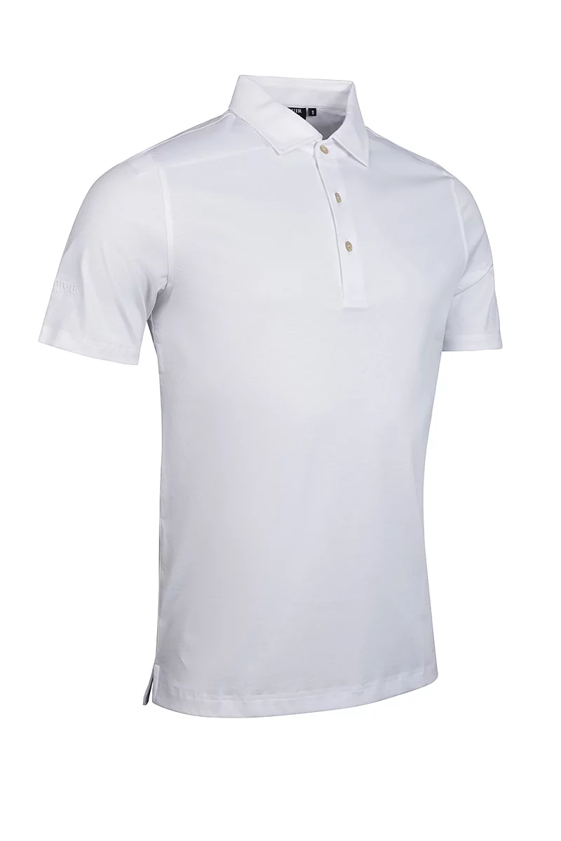 Official Ryder Cup 2027 Mens Plain Tailored Collar Mercerised Cotton Golf Shirt White XXL