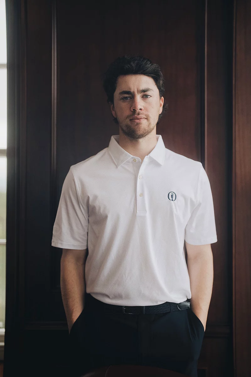 The Open Mens Plain Tailored Collar Mercerised Cotton Golf Shirt