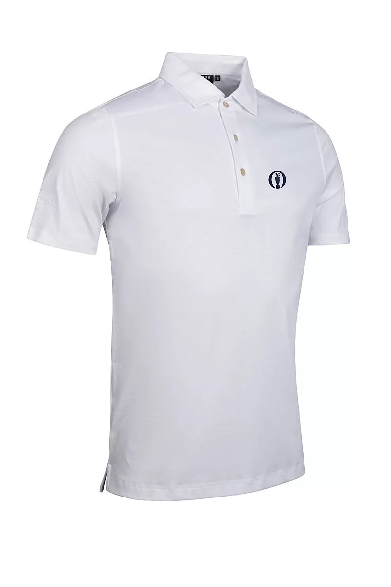 Official Ryder Cup 2027 Mens Plain Tailored Collar Mercerised Cotton Golf Shirt White S