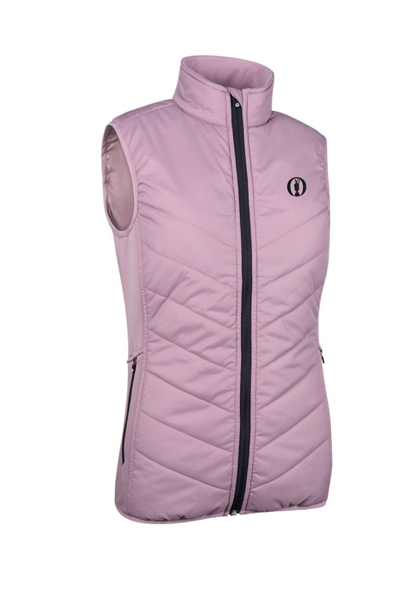 The Open Ladies Zip Front Padded Stretch Panel Performance Golf Gilet Pink Haze/Black S