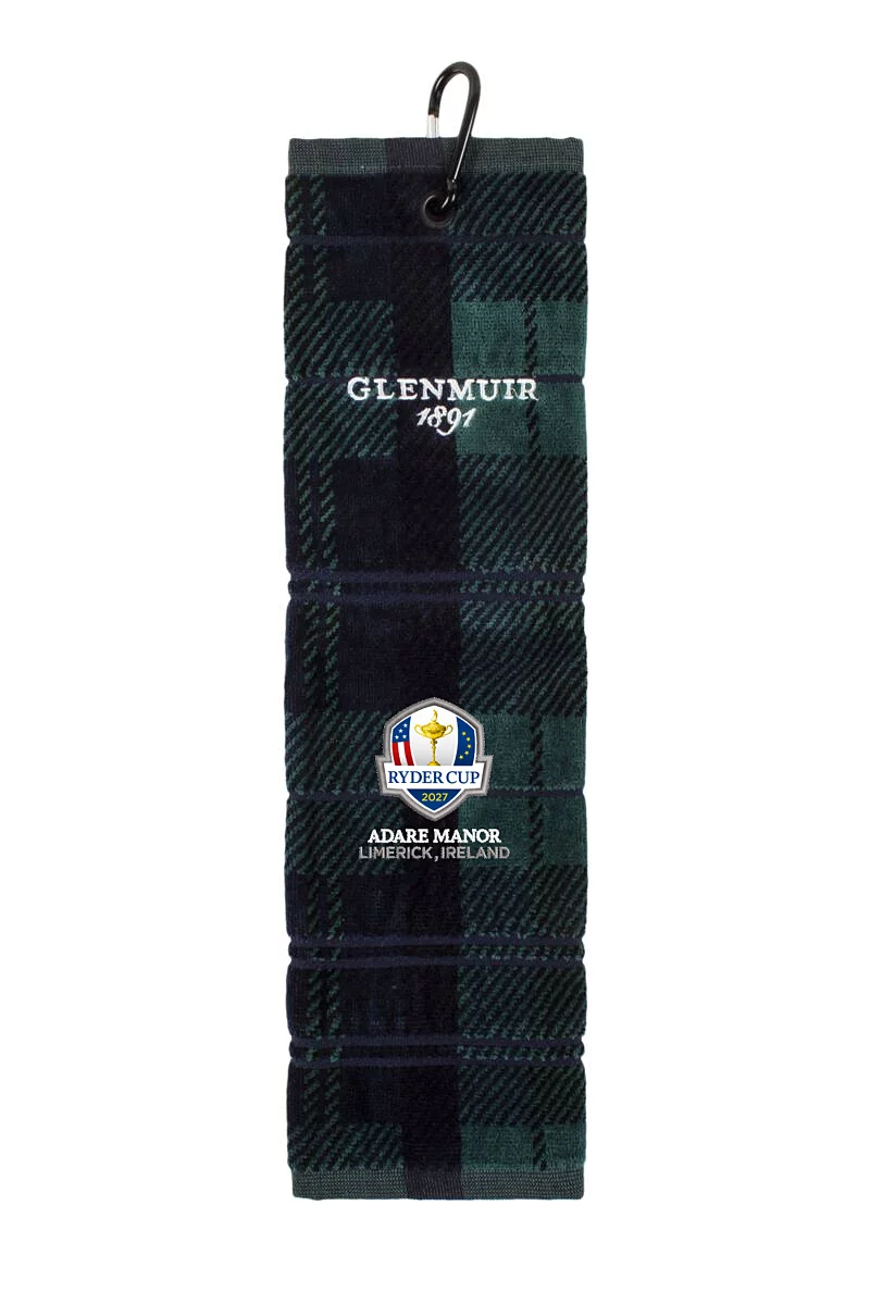 Official Ryder Cup 2027 Tartan Jacquard Cotton Tri-Fold Golf Bag Towel Official Ryder Cup 2027 Tartan Jacquard Cotton Tri-Fold Golf Bag Towel
