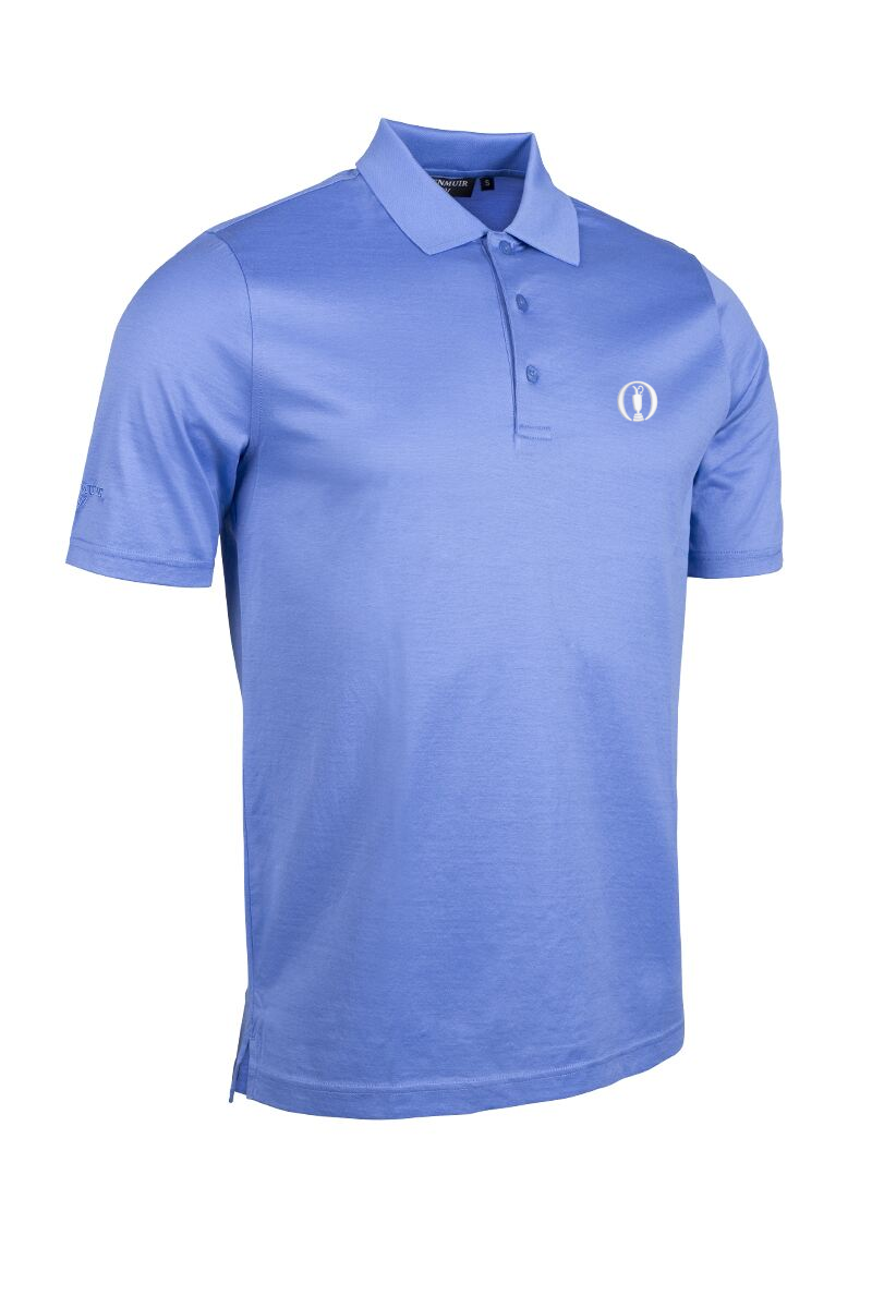 The Open Mens Mercerised Golf Polo Shirt Light Blue S