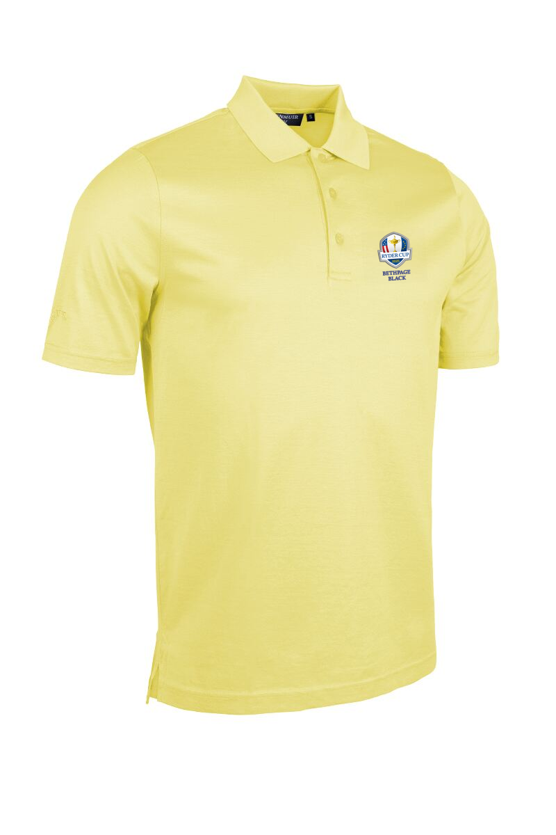 Official Ryder Cup 2025 Mens Mercerised Golf Polo Shirt Light Yellow L